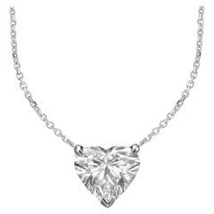 GIA-certified 3.02 carat heart-shaped brilliant diamond Platinum Pendant