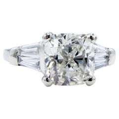 GIA Certified 3.02 Carat J VS1 Cushion Platinum Diamond Engagement Ring