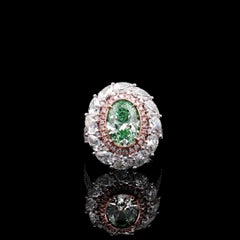 GIA Certified 3.02 Carat Light Greenish Yellow SI1 Clarity Diamond Ring