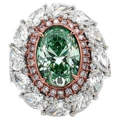 Bague en diamant certifié GIA de 3,02 carats, jaune verdâtre, pureté SI1