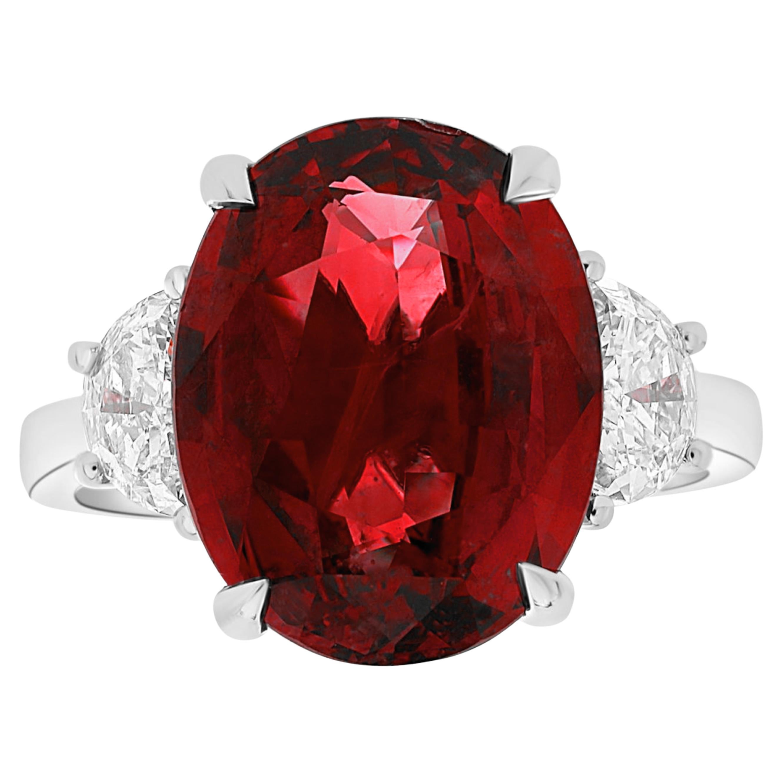 GIA Certified 3.02 Carat No Heat Natural Ruby Diamond Platinum Ring