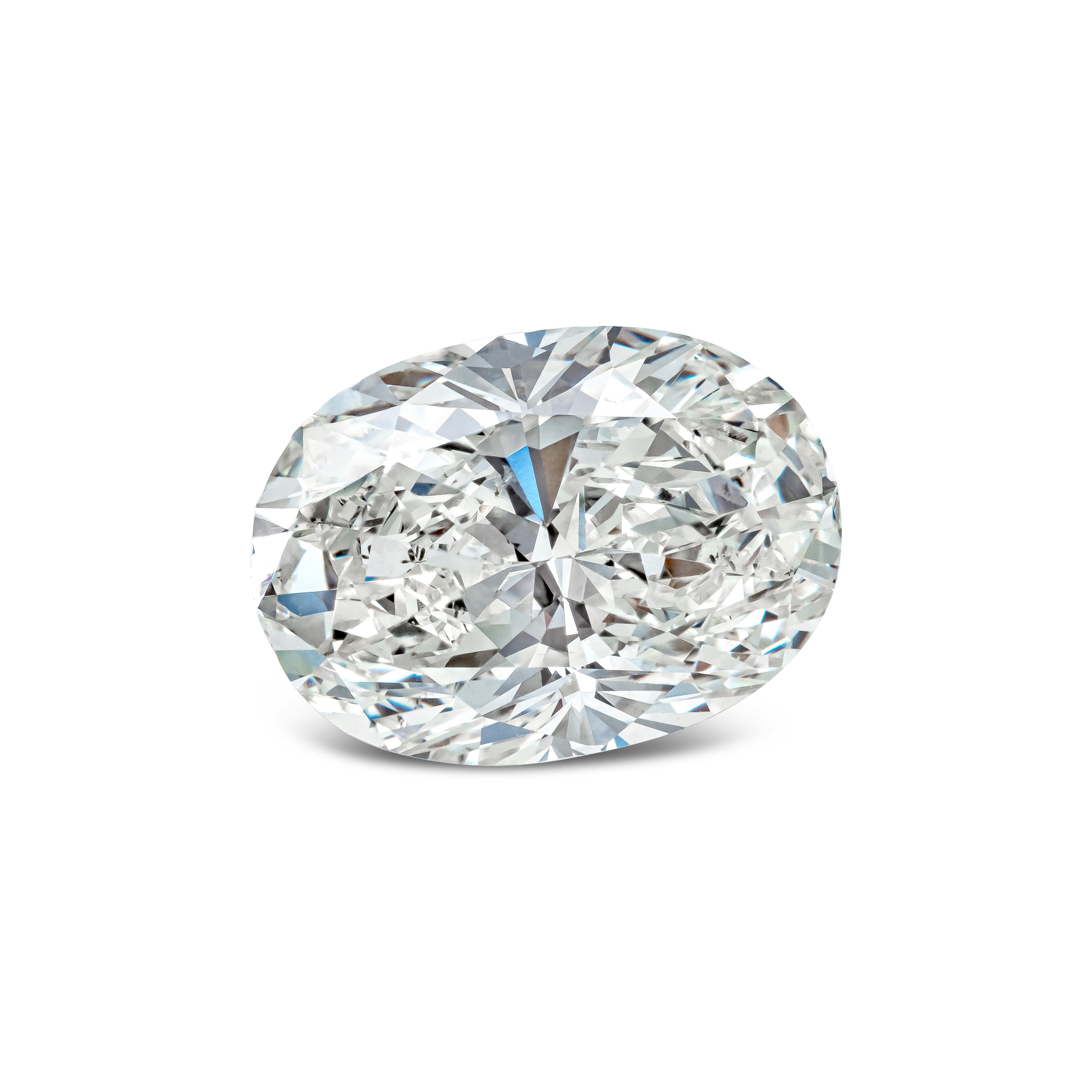 An oval cut loose diamond weighing 3.02 carats and is certified by GIA as J color, SI1 clarity, Very Good Polish and Good Symmetry. The diamond measures 10.80 x 7.81 x 4.98 millimeters. 

Available to be set in a custom handcrafted setting of your