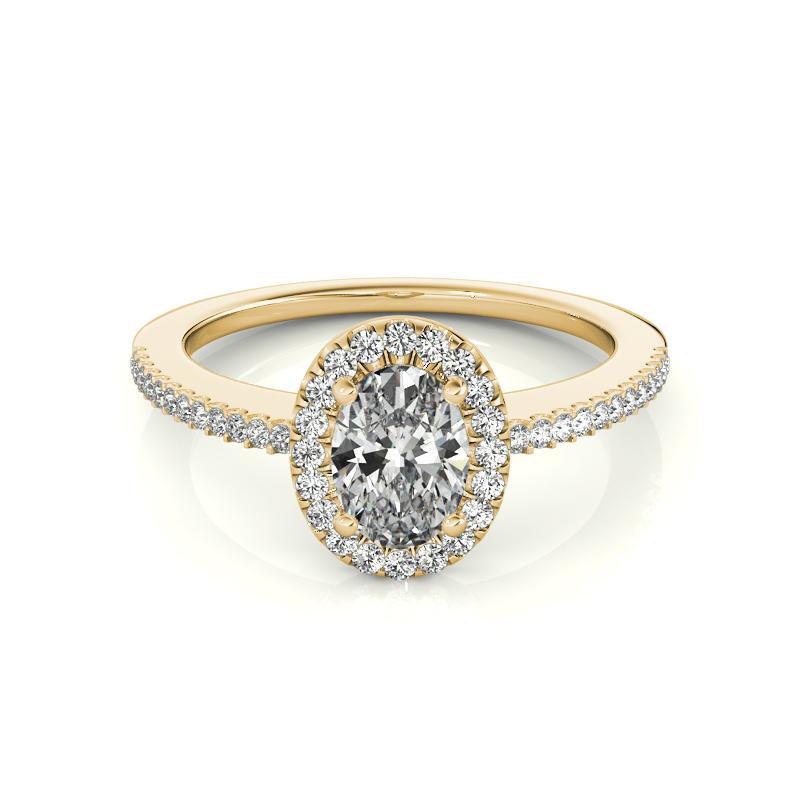 GIA zertifiziert 3,02 Karat Oval Halo Französisch Pave 18K Gelbgold Diamantring