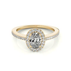 GIA zertifiziert 3,02 Karat Oval Halo Französisch Pave 18K Gelbgold Diamantring