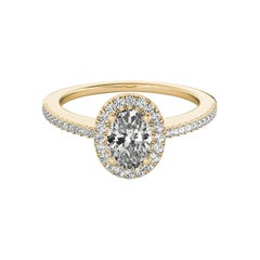 GIA zertifiziert 3,02 Karat Oval Halo Französisch Pave 18K Gelbgold Diamantring