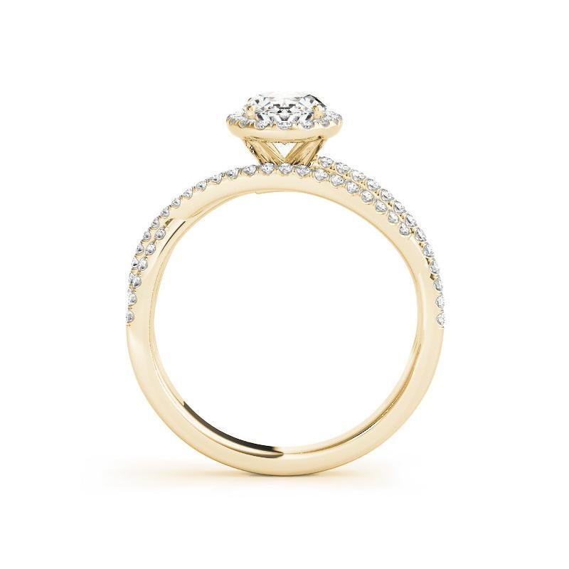 GIA Certified 3.02 Carat Oval Halo Triple Pave Band Yellow Gold Diamond Ring Neuf - En vente à New York, NY