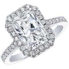 GIA Certified 3.02 Carat Radiant H VS1 Halo Diamond Engagement Ring