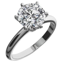 GIA Certified 3.02 Carat Round Brilliant Cut Diamond Platinum Ring