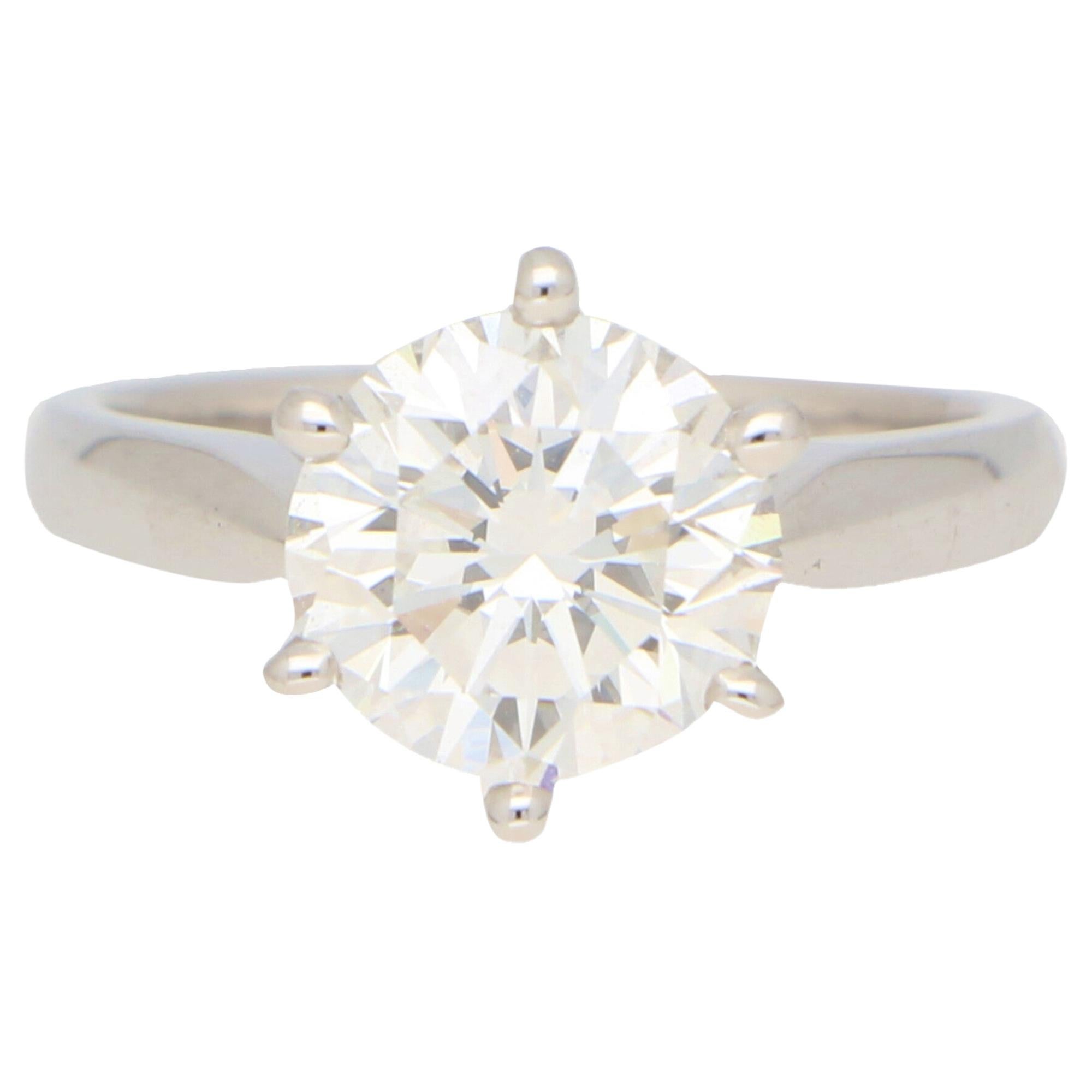GIA Certified 3.02 Carat Round Brilliant Cut Diamond Ring in White Gold