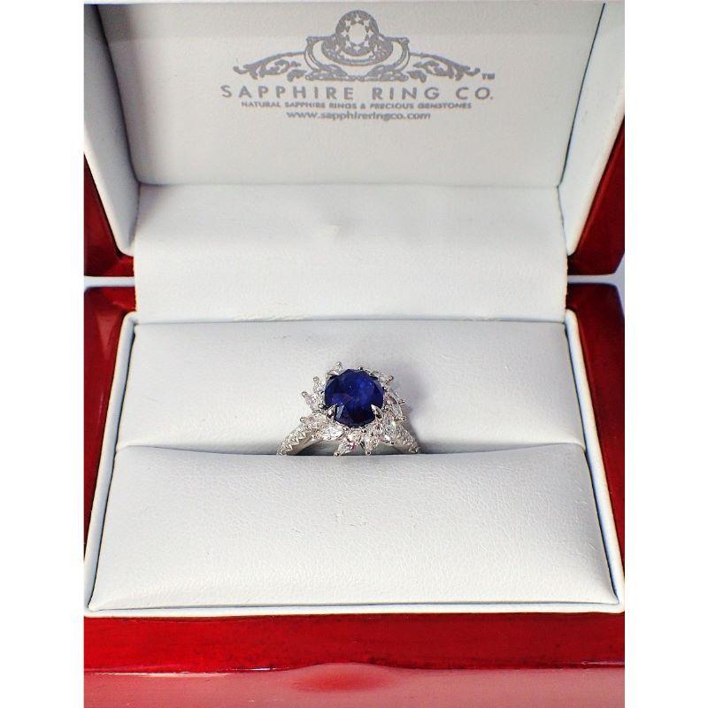 GIA Certified 3.02 ct Platinum Sapphire Ring - Ceylon Blue Sapphire Origin Repor For Sale 4