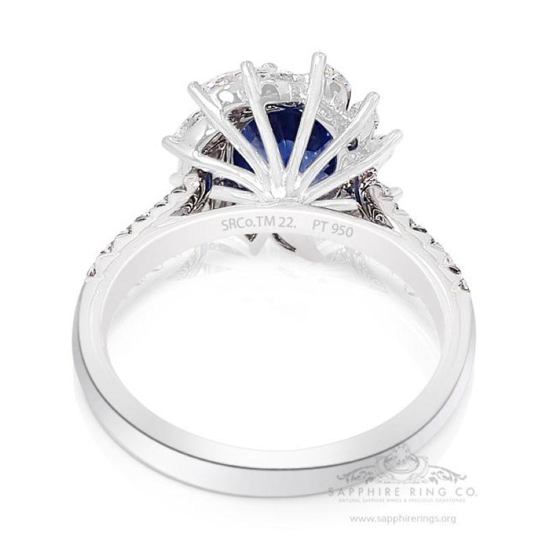 GIA Certified 3.02 ct Platinum Sapphire Ring - Ceylon Blue Sapphire Origin Repor For Sale 1
