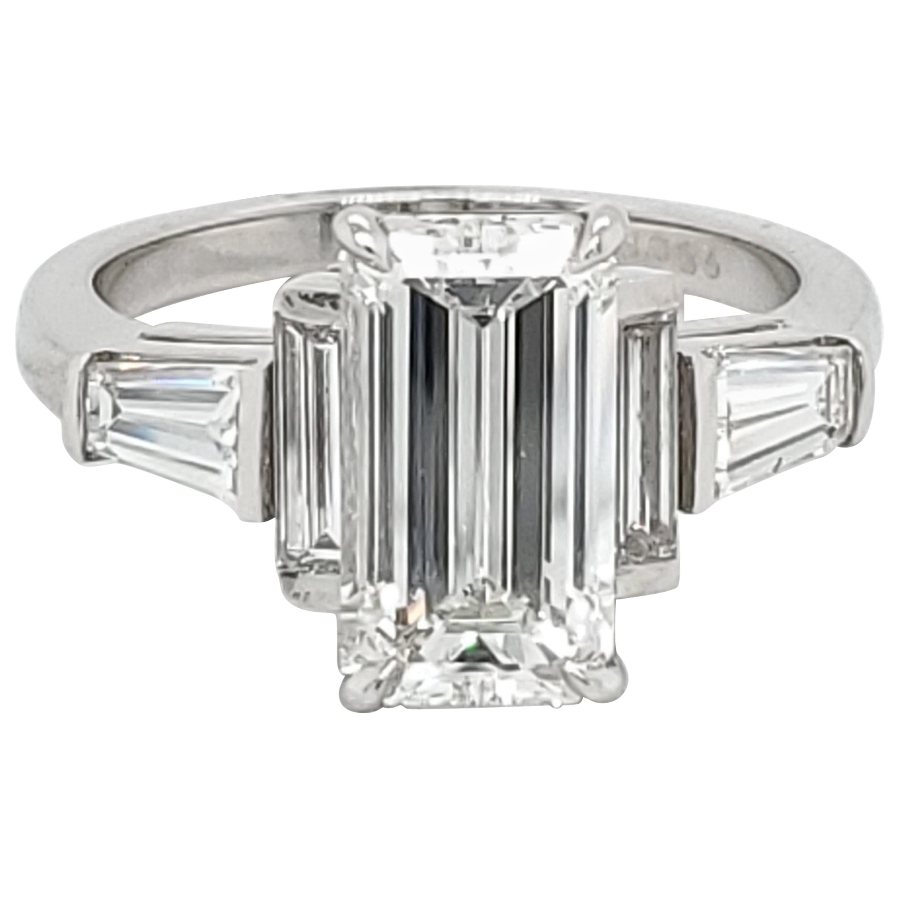 GIA Certified 3.02 Emerald Cut Diamond Five-Stone Ring