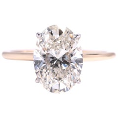 GIA Certified 3.02 ISI1 Oval EXEX Two-Tone Engagement Ring