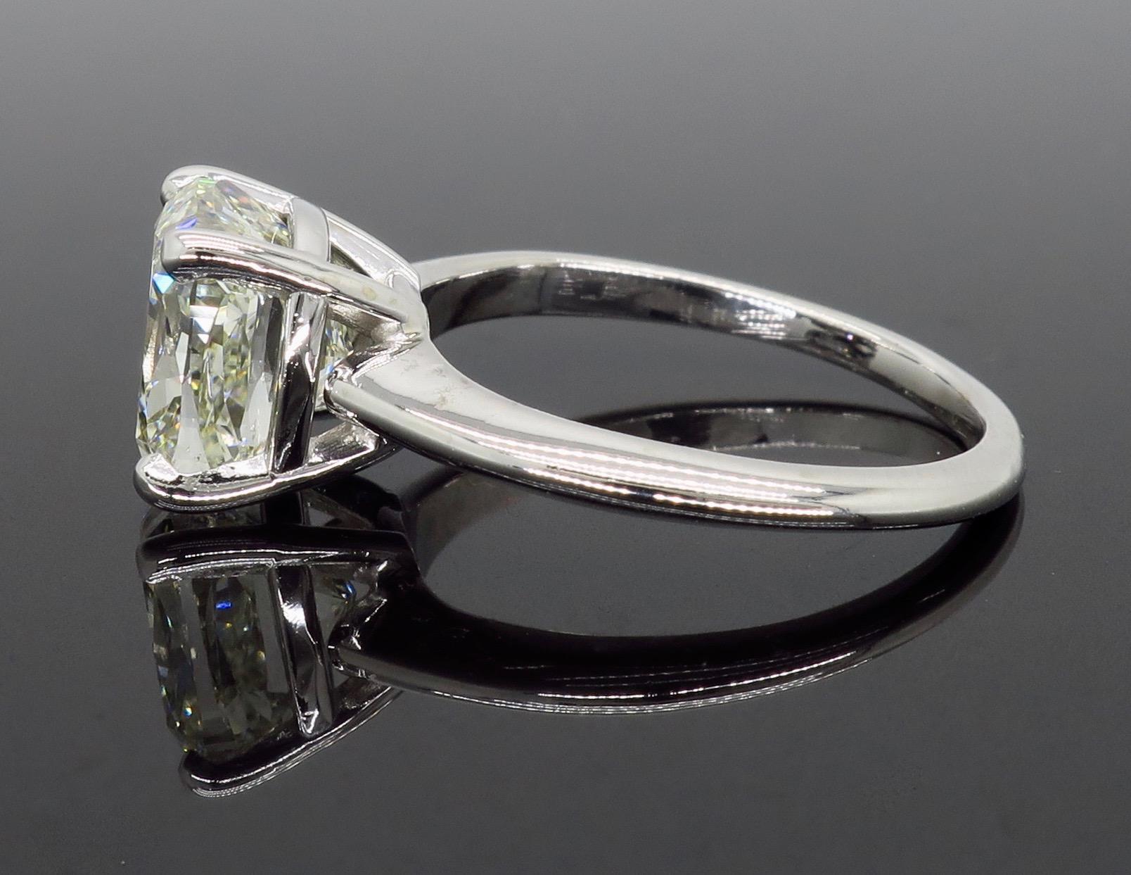 GIA Certified 3.02 Carat Cushion Cut Diamond Solitaire Engagement Ring In Excellent Condition In Webster, NY