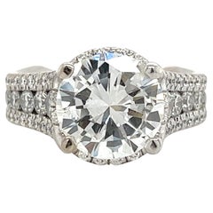 GIA Certified 3.02ct G Diamond Ring with Hidden Diamond Halo 18k White Gold Ring