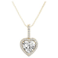 GIA Certified 3.02ct Heart Diamond Halo Yellow Yellow Gold Pendant Necklace GIA Certified 3.02ct Heart Diamond Halo Yellow Yellow Gold Pendant Necklace