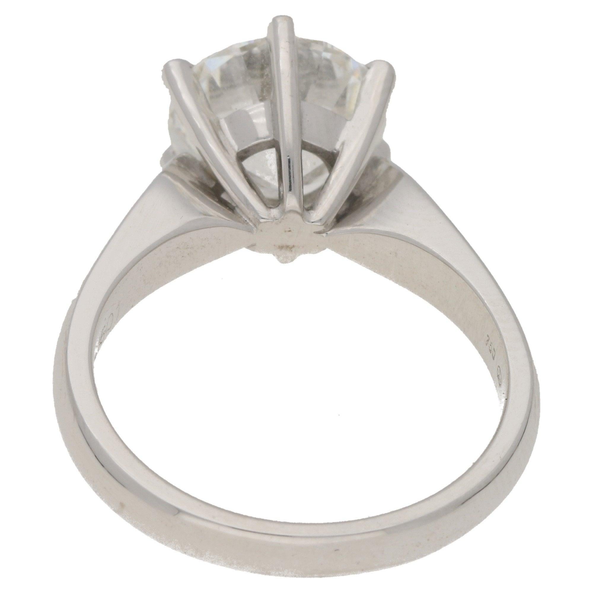 Women's or Men's GIA Certified 3.02 Carat Round Brilliant Cut Diamond Ring in White Gold
