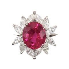 GIA Certified 3.03 Carat Burma Ruby Diamond Platinum Ring