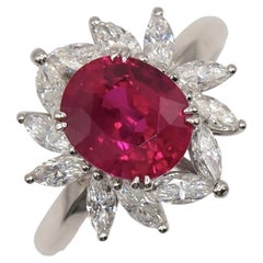 GIA Certified 3.03 Carat Burma Ruby Diamond Platinum Ring