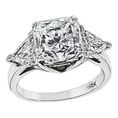 Vintage GIA Certified 3.03 Carat Diamond Gold Engagement Ring