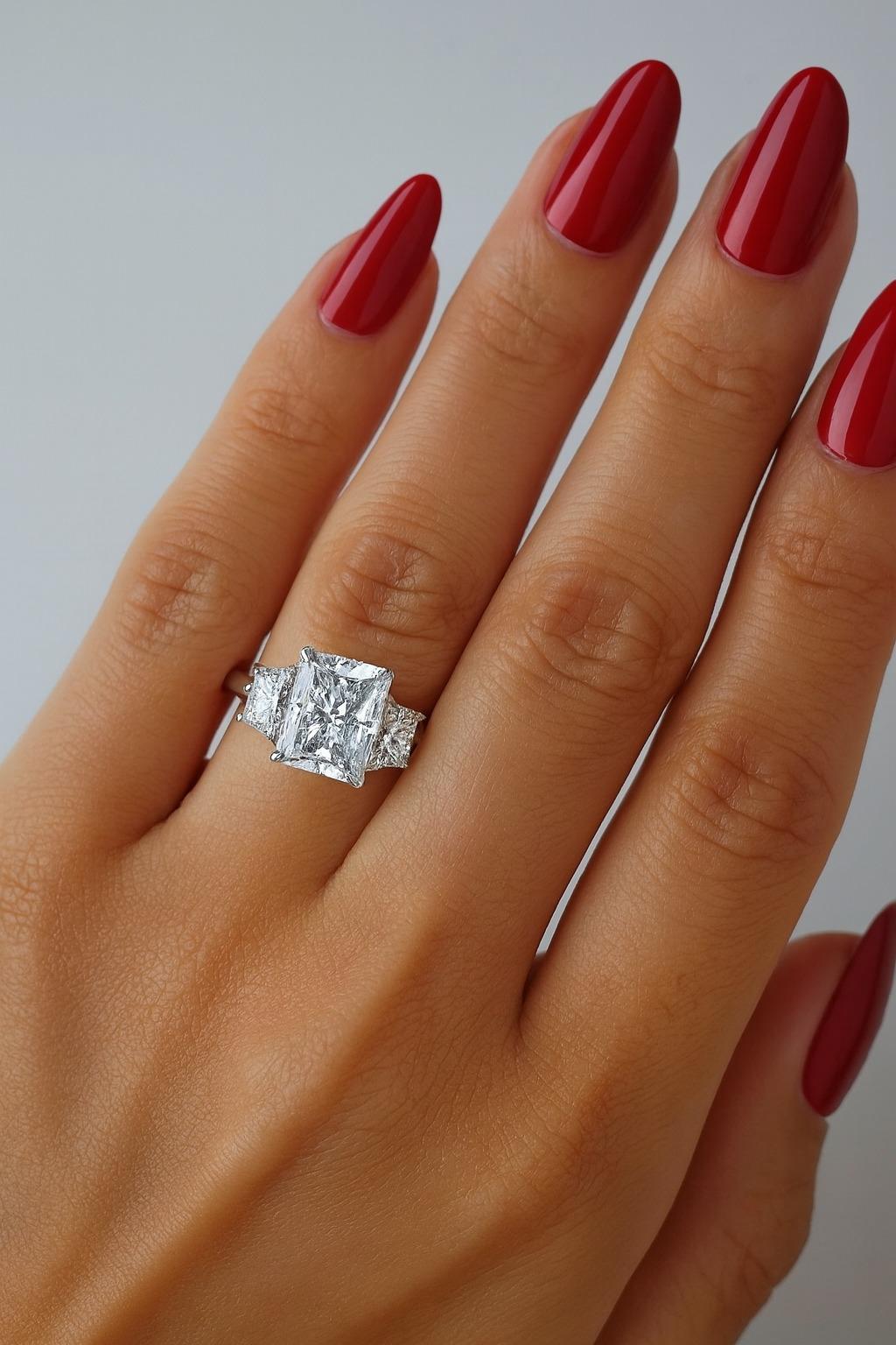 Radiant Cut GIA Certified 3.03 Carat E Color Internally Flawless Emerald Cut Diamond Ring For Sale