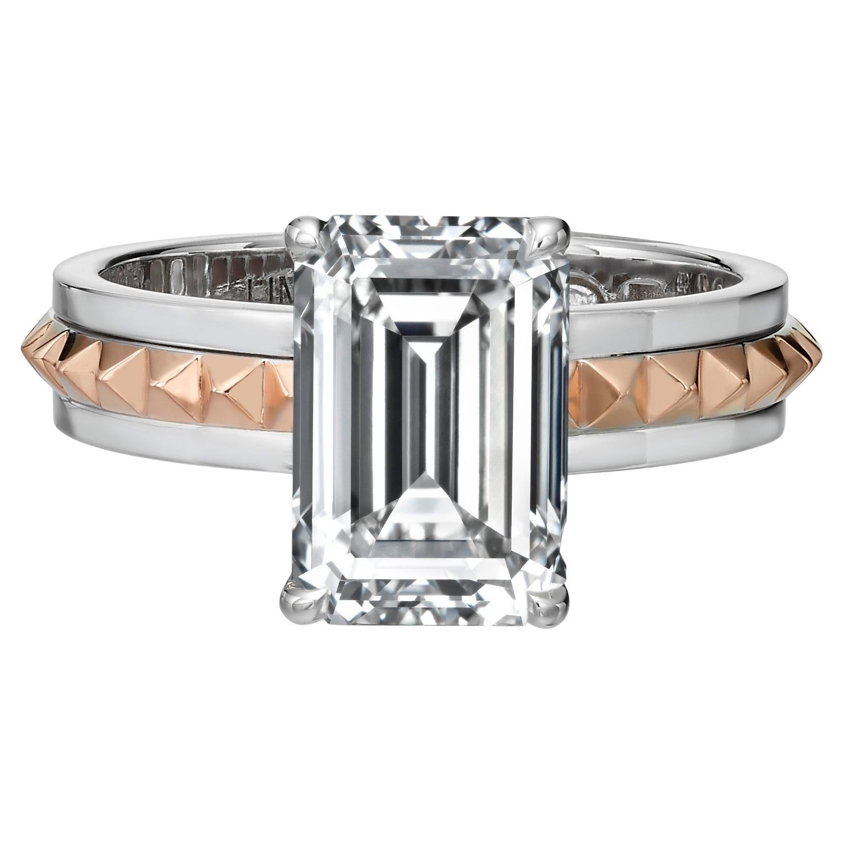 GIA Certified 3.03 Carat Emerald Cut Diamond Ring For Sale