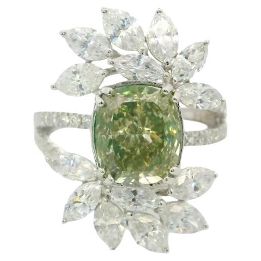 Bague certifiée GIA 3.03 Carat Fancy Dark Brown Greenish Yellow SI2 Clarity