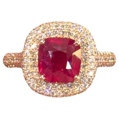 GIA Certified 3.03 Carat No-Heat Mozambique Ruby Diamond Ring