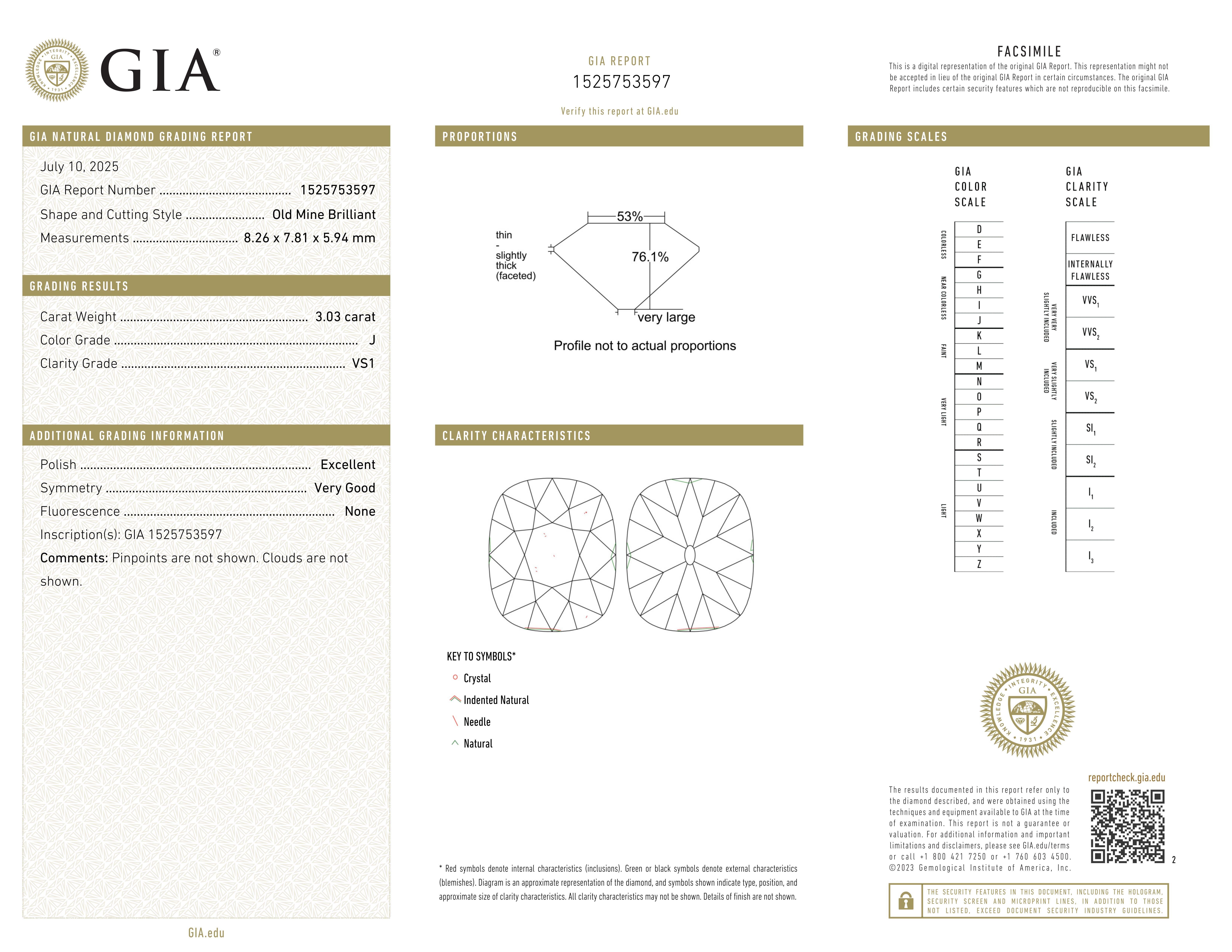 Art Déco Collana con diamante taglio Brilliante Old Mine certificato GIA da 3,03 carati in vendita