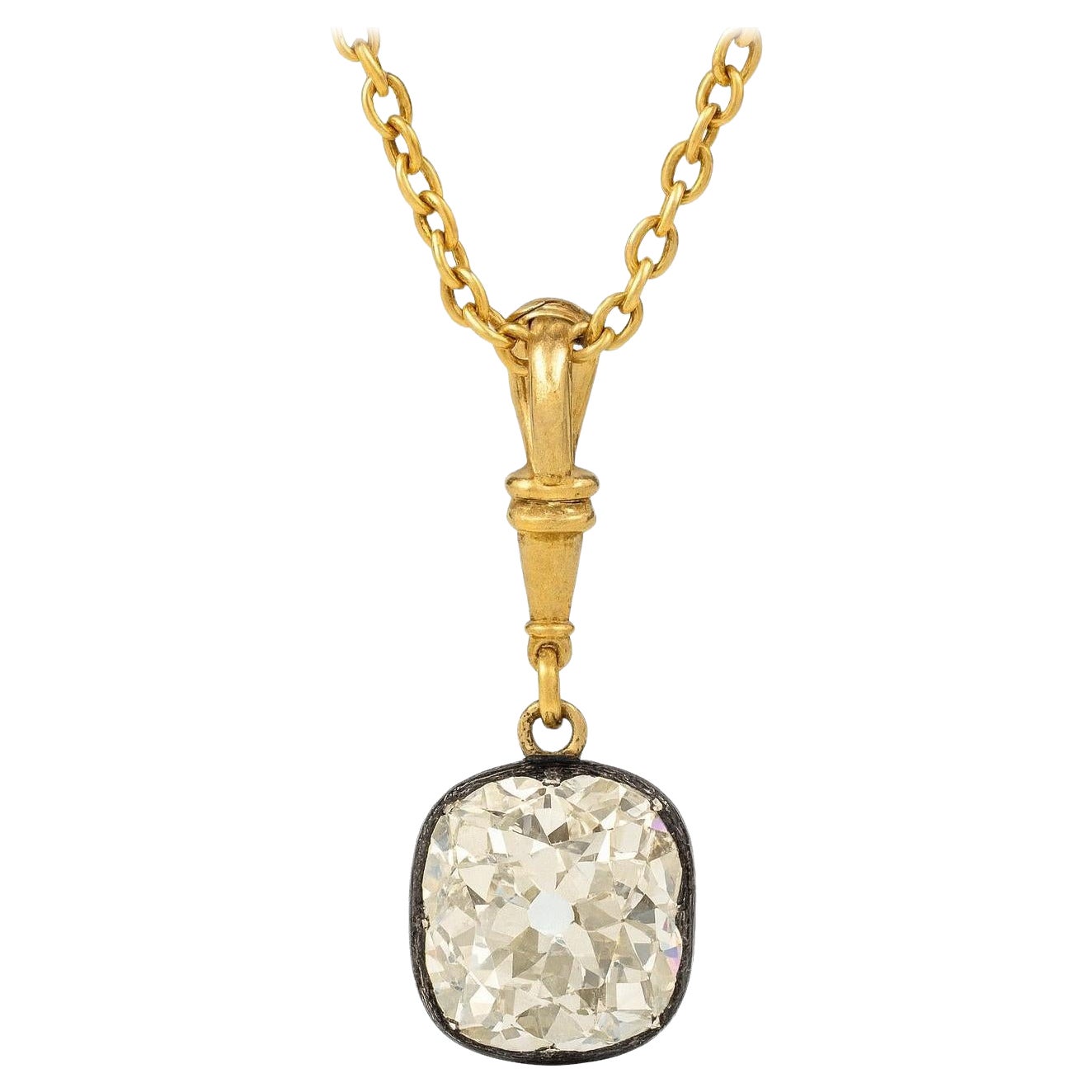 Collana con diamante taglio Brilliante Old Mine certificato GIA da 3,03 carati in vendita