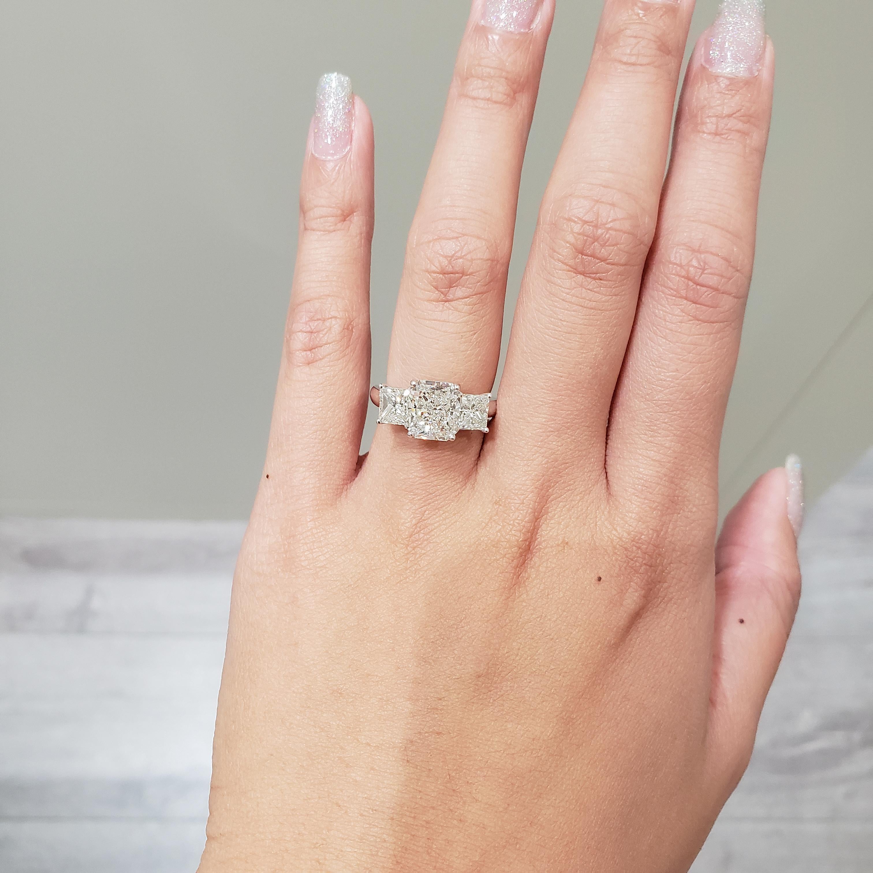 3 square diamond engagement ring
