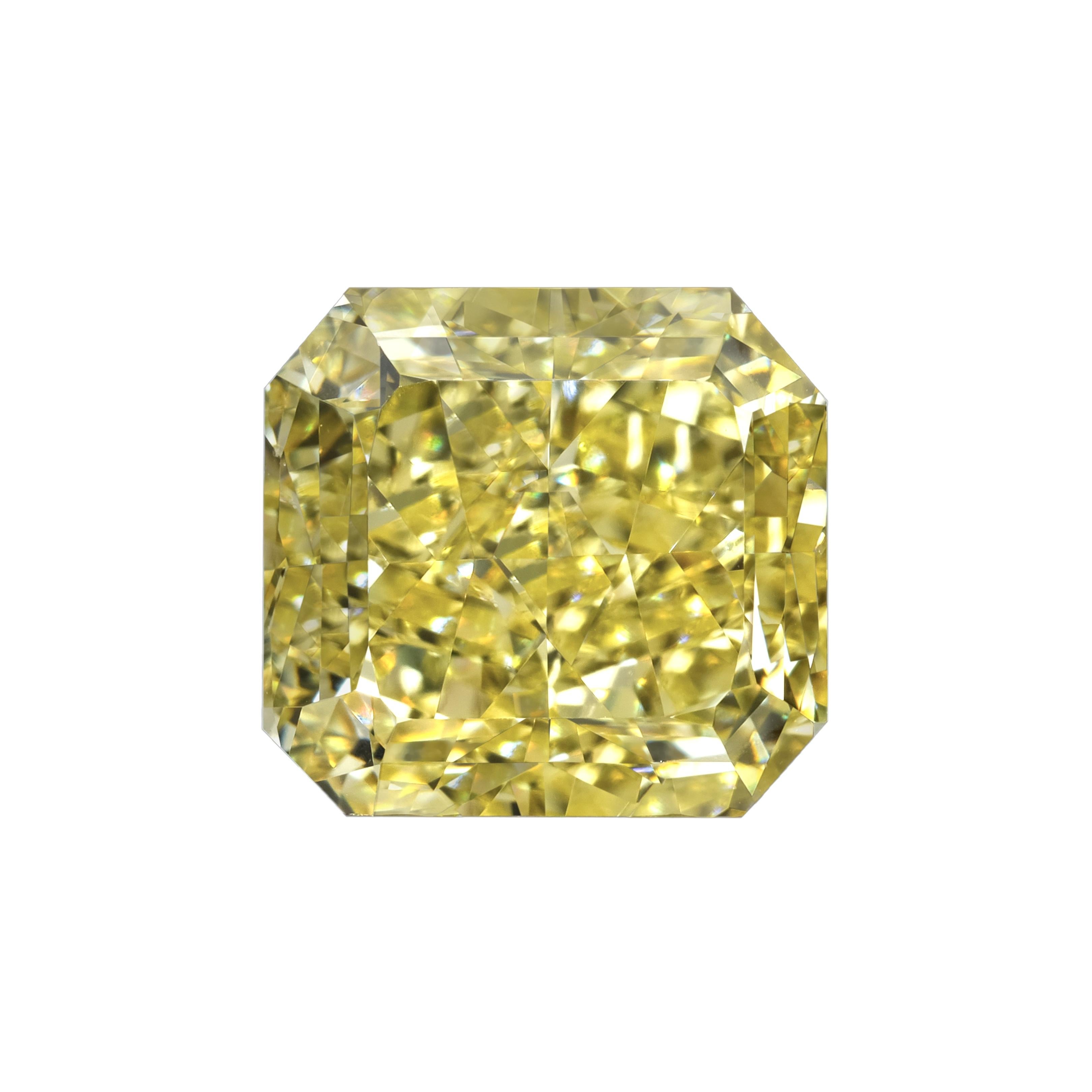 Women's or Men's GIA Certified 3.03 Carat Radiant Cut Yellow Diamond Ring For Sale