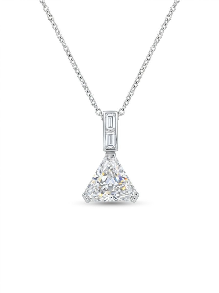 GIA-Certified 3.03 Carat Triangular Diamond Pendant Necklace
