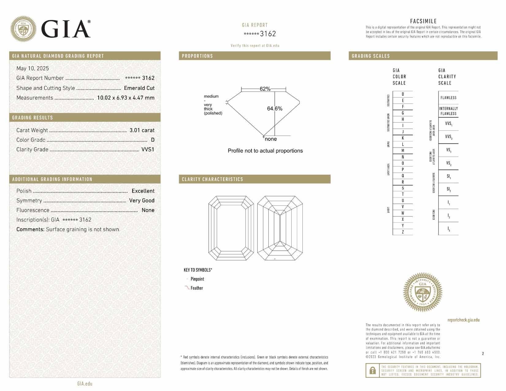 GIA Certified 3.01 Emerald Cut Diamond D Color VVS1 Clarity Solitiare Ring In New Condition For Sale In Chicago, IL