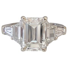 GIA Certified 3.03 Emerald Cut Diamond White Gold Engagement Ring