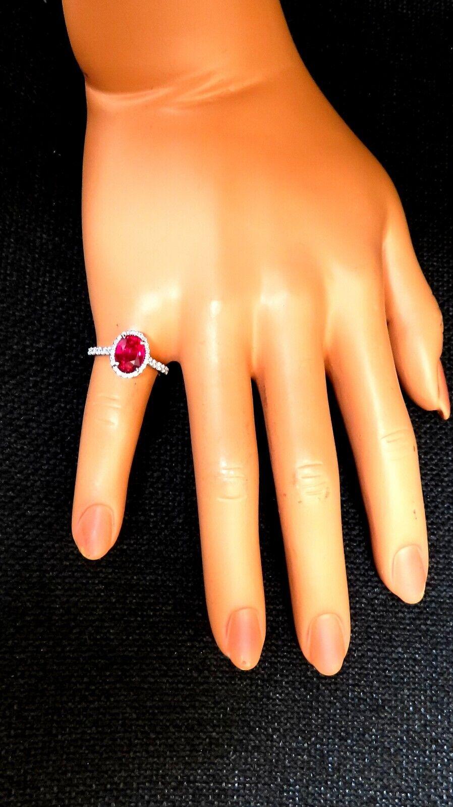 GIA Certified 3.03ct No Heat Natural Ruby Diamond Ring 18kt Classic Halo For Sale 1