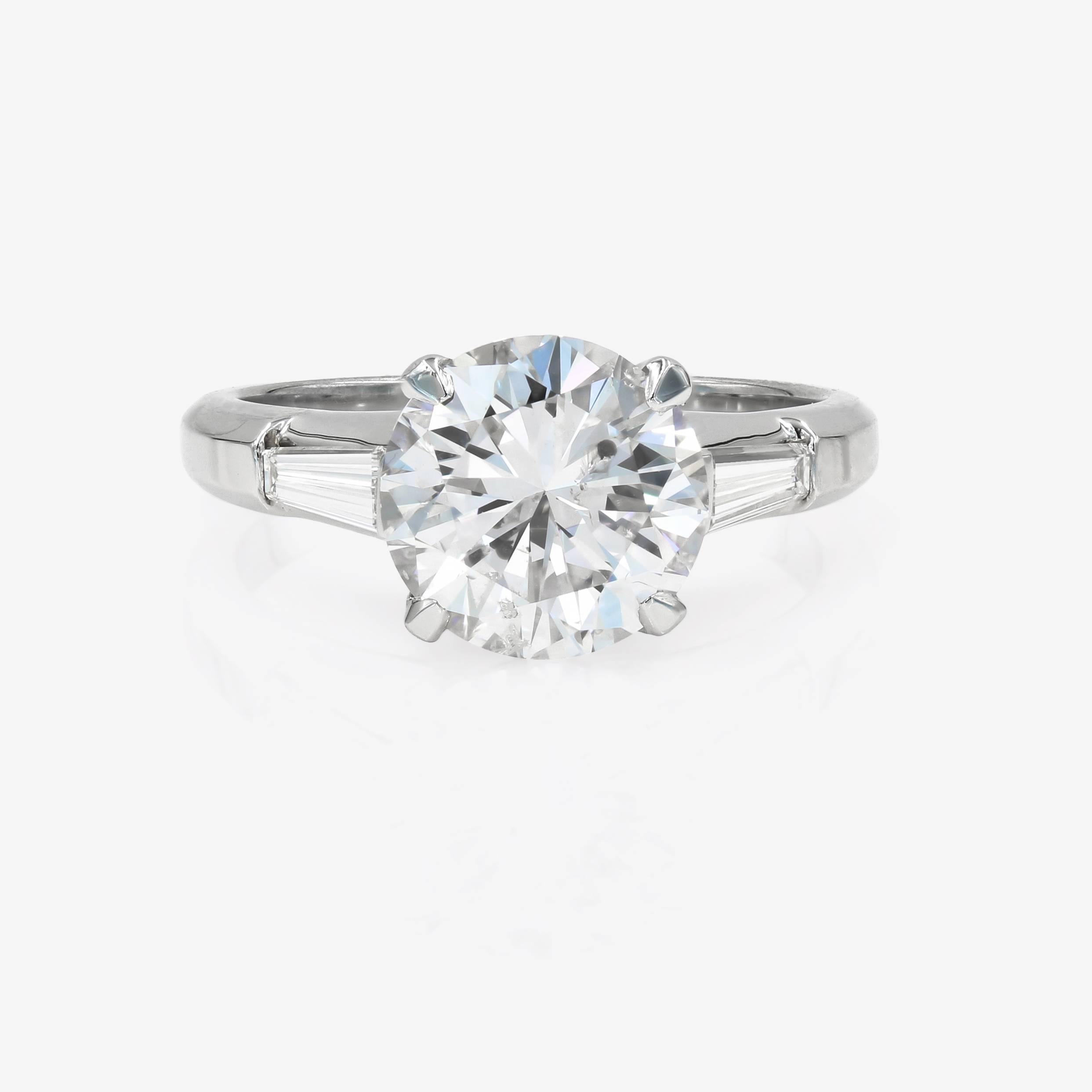 Contemporary GIA Certified 3.03cts. Round Diamond set in a Lester Lampert Signature Mounting