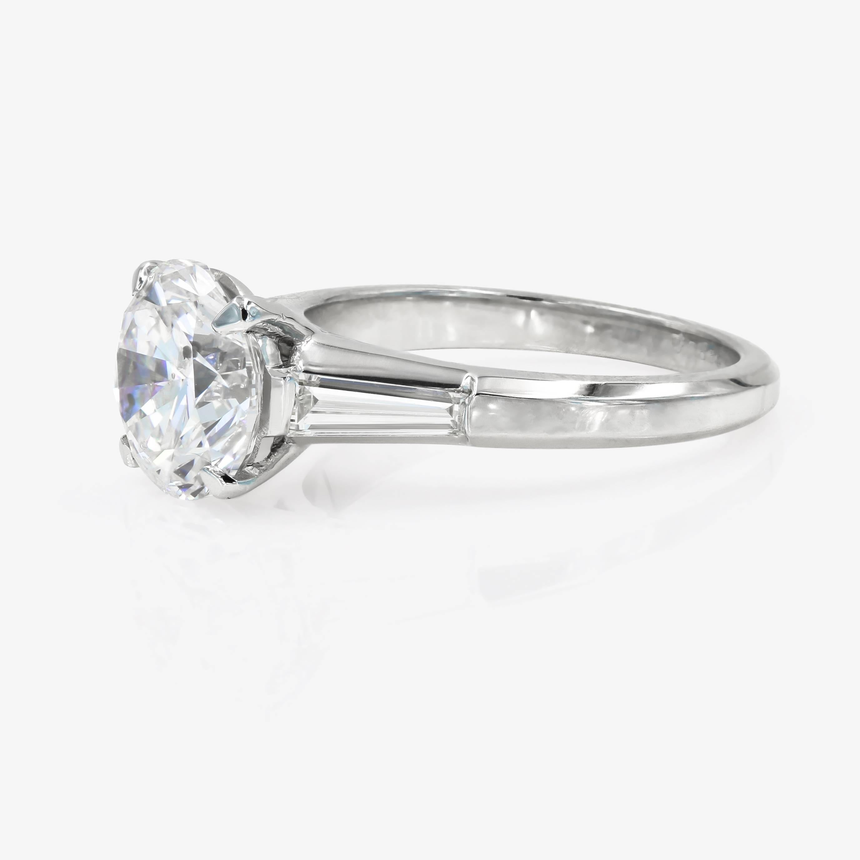 Round Cut GIA Certified 3.03cts. Round Diamond set in a Lester Lampert Signature Mounting