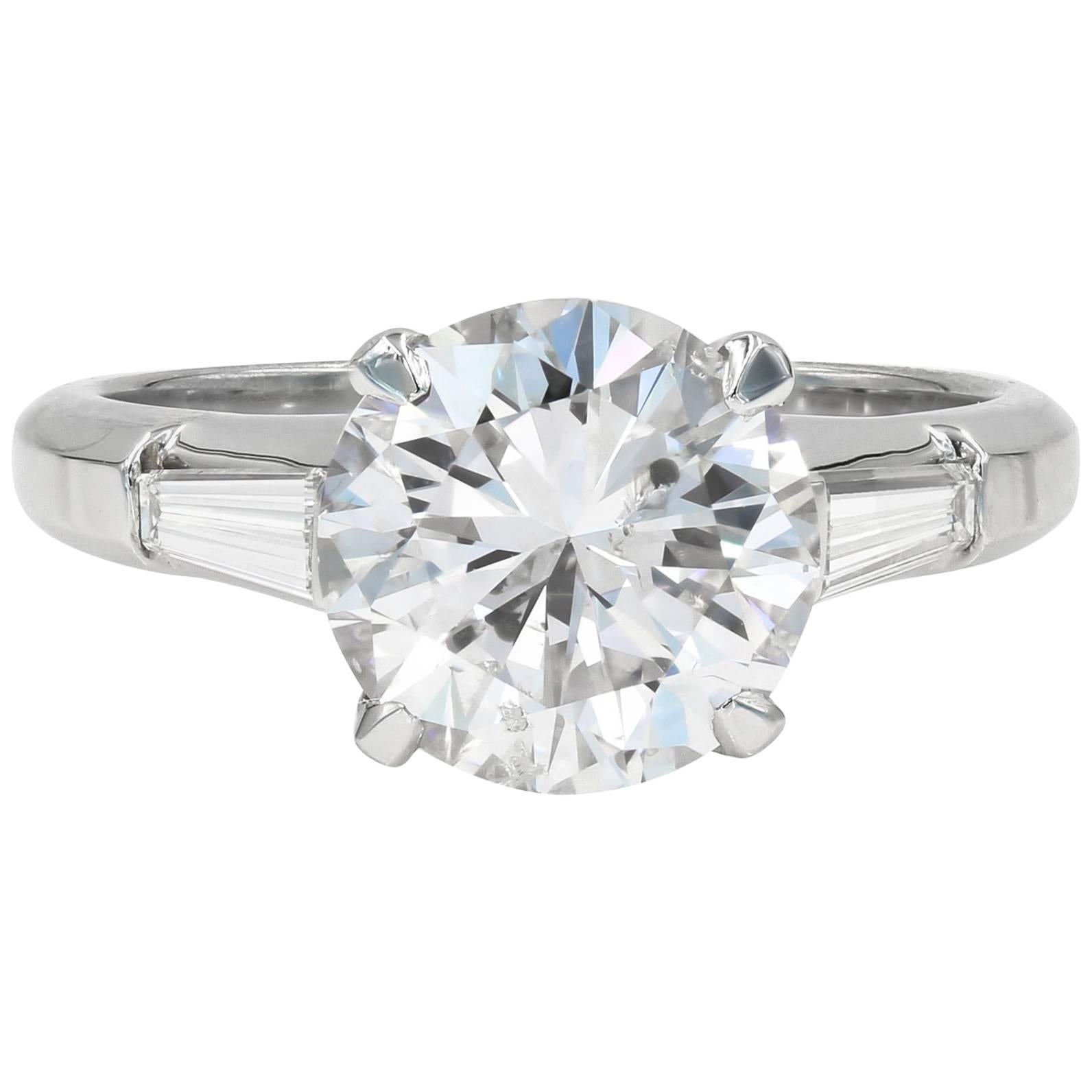 GIA Certified 3.03cts. Round Diamond set in a Lester Lampert Signature Mounting