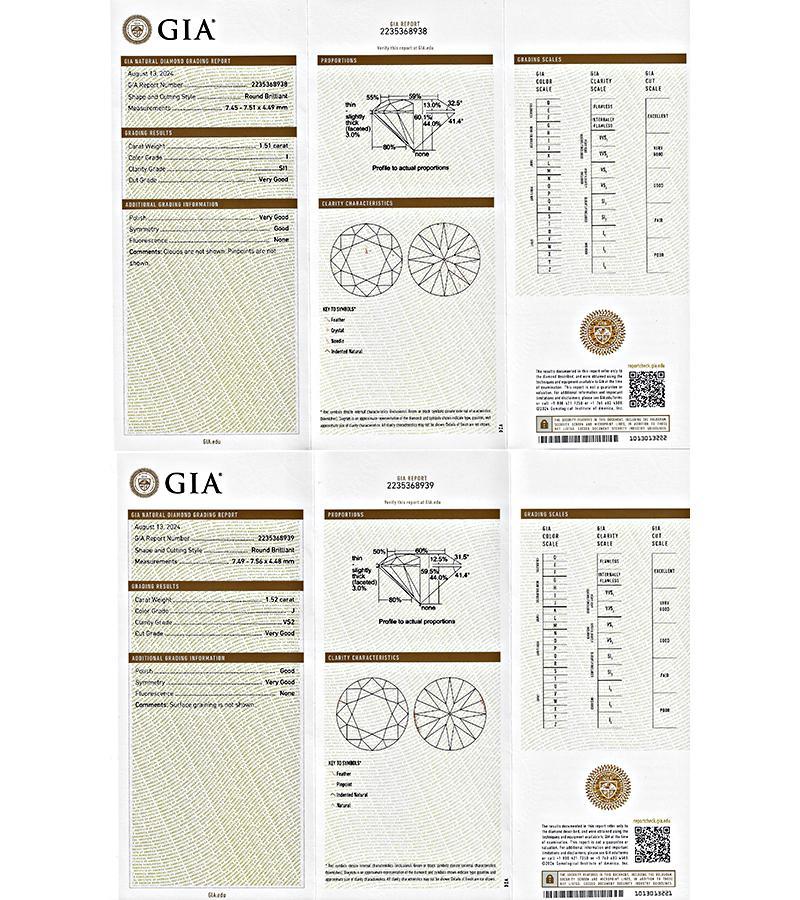 GIA Certified 3.03cttw Diamond Stud Earrings In Good Condition In New York, NY