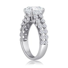 GIA Certified 3.04 Carat G VVS2 Cushion Cut Diamond Gold Engagement Ring