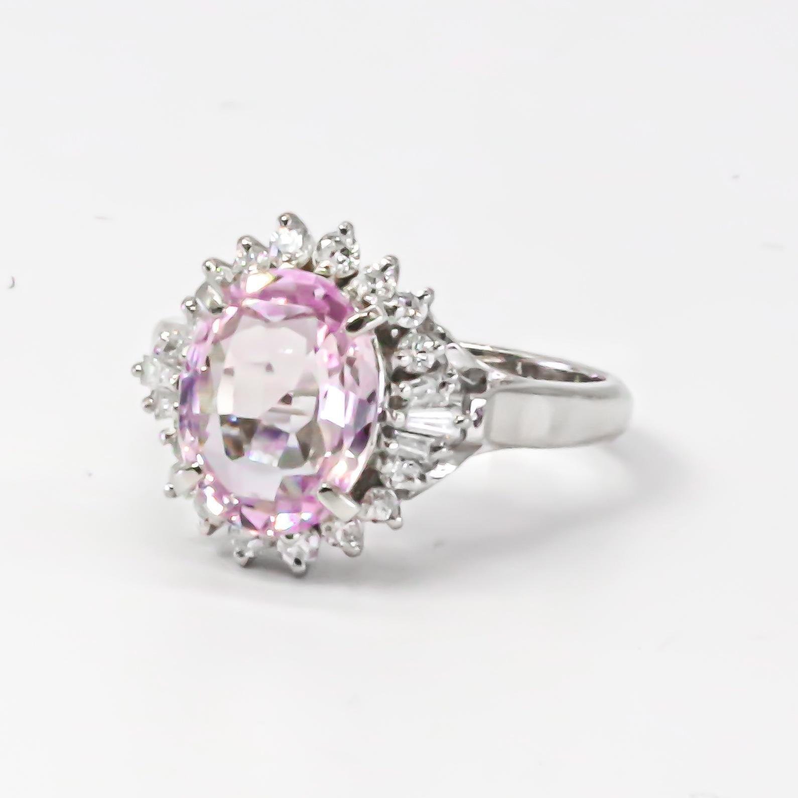 GIA Certified 3.04 Carat Natural Pink Sapphire Ring Set with Diamonds Platinum 1