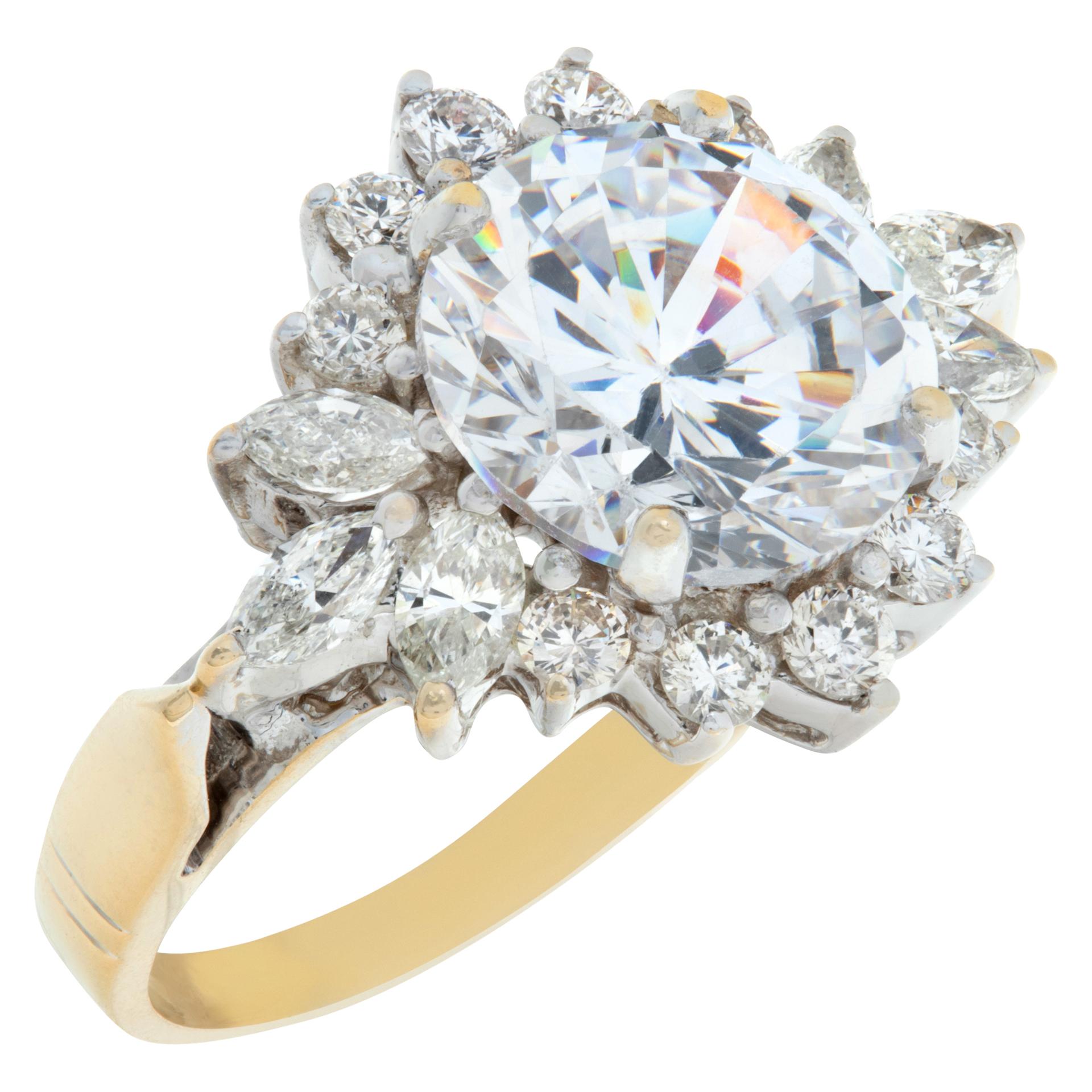 Brilliant Cut GIA Certified 3.04 Carat Round Cut Diamond 18k White and Yellow Gold Ring For Sale
