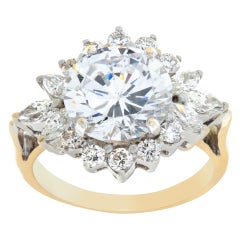 GIA Certified 3.04 Carat Round Cut Diamond 18k White and Yellow Gold Ring