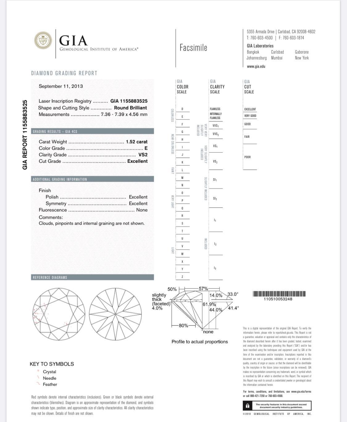 GIA Certified 3.04 Carat Round Cut VS2 14 Karat White Gold Diamond Stud Earrings 4