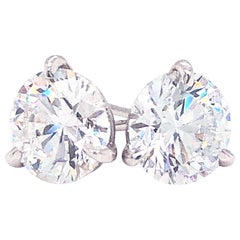 GIA Certified 3.04 Carat Round Cut VS2 14 Karat White Gold Diamond Stud Earrings