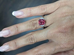 GIA Certified 3.04 Carat Unheated Red Spinel Diamond Platinum Ring