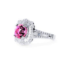 GIA Certified 3.04 Carats Pink Natural Untreated Sapphire Diamond 18 K Gold Ring