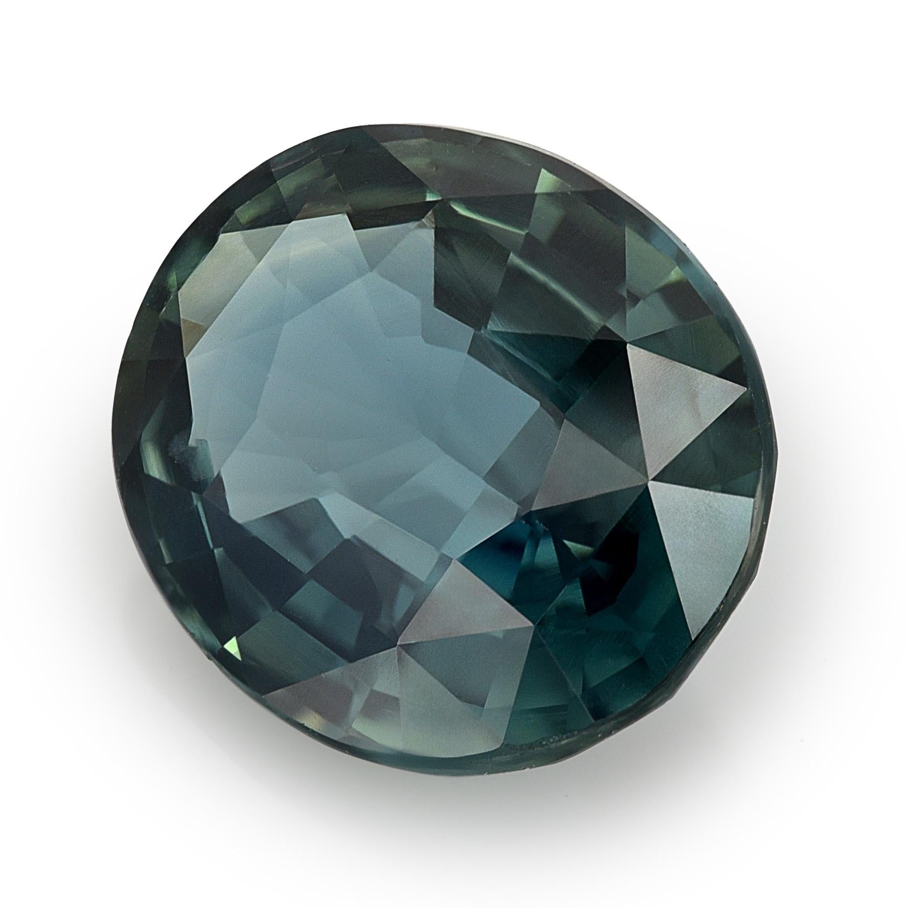 Mixed Cut GIA Certified 3.04 Carats Unheated Blue Green Sapphire  For Sale