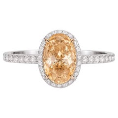 GIA Certified 3.04ct Natural Oval Brown Diamond Halo Cocktail Diamond Gold Ring